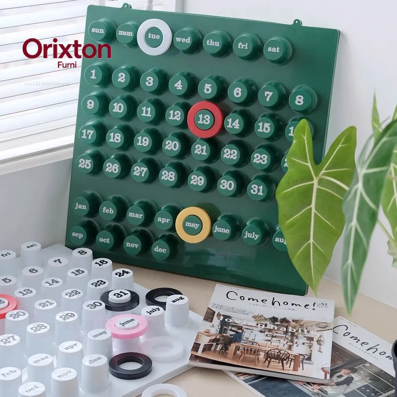 Nordic Creative Retro Calendar Self-Discipline Check-In Living Room Desktop Ornament Manual Ring Antique Perpetual Calendar