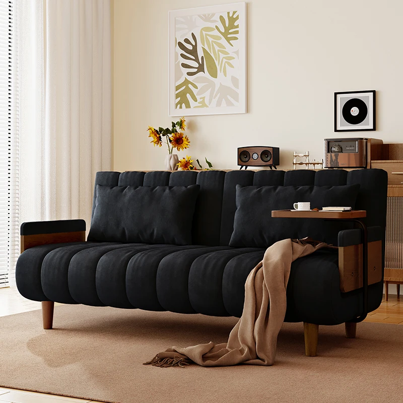 

Modern Simple Soft Sofa Black Sectional Wood Modern Floor Puffs Sofa Recliner 3 Seater Salon Meuble Living Room Furniture