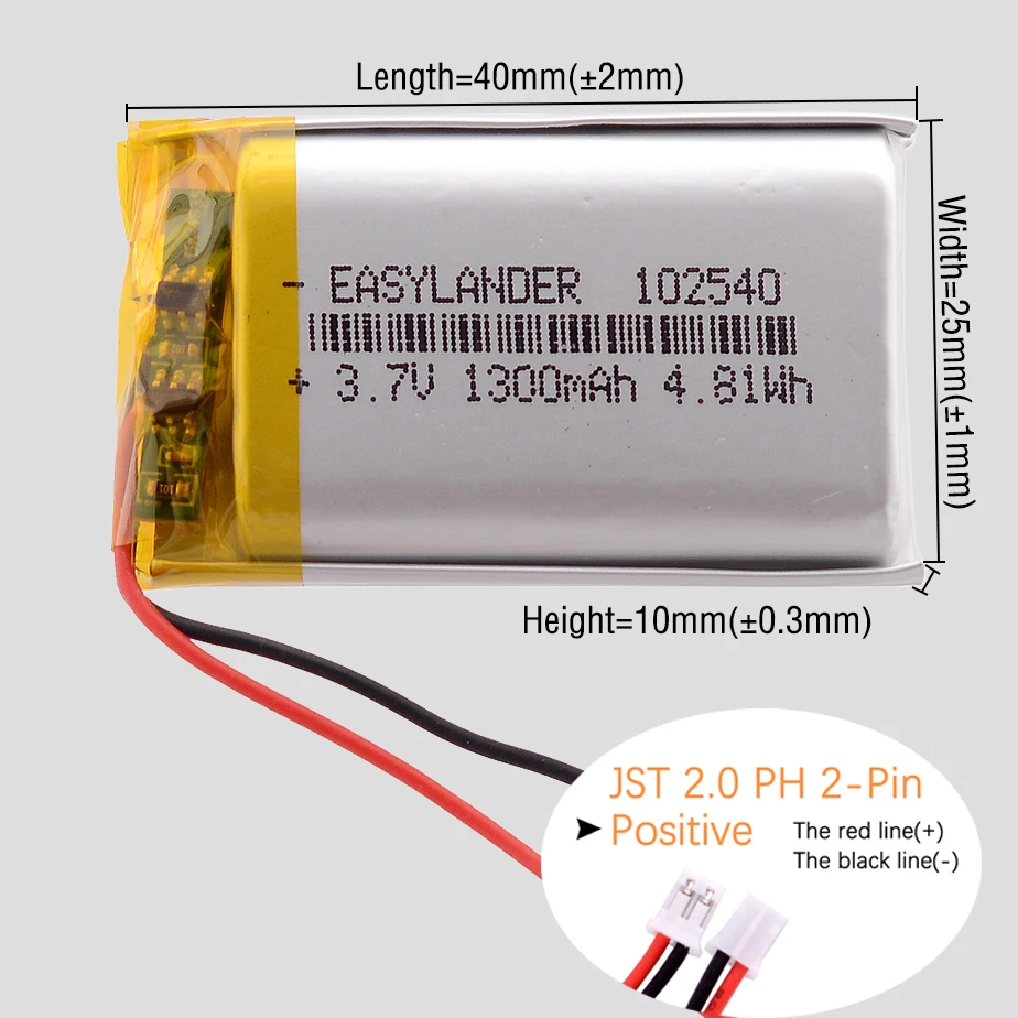 สายซิลิโคน JST2.0 2P สำหรับแบตเตอรี่ลิเธียมโพลิเมอร์ Li-Ion Lipo รุ่น 103450 503040 502030 603048 503759 402030 602030 602530 102540