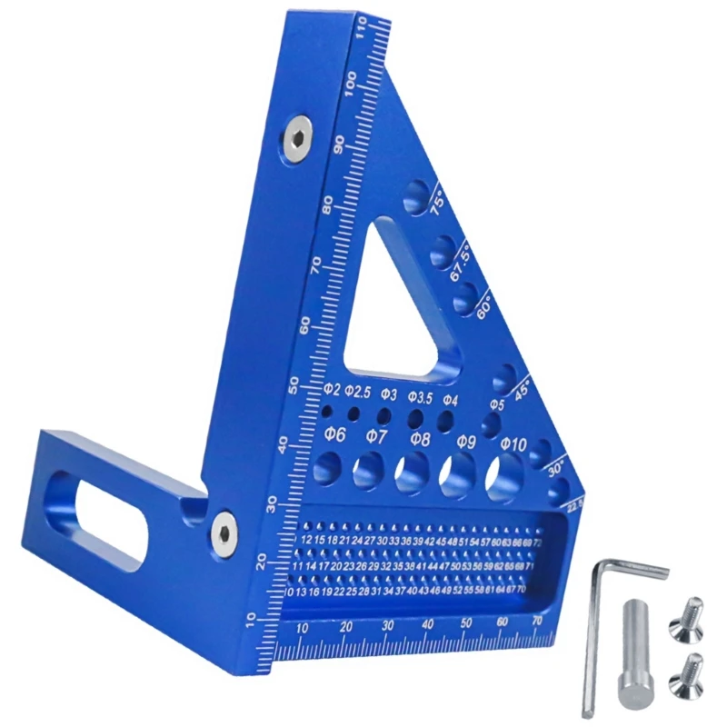 Carpenter Square Aluminum Miter Triangles Hole Ruler Woodworking Square Protractor
