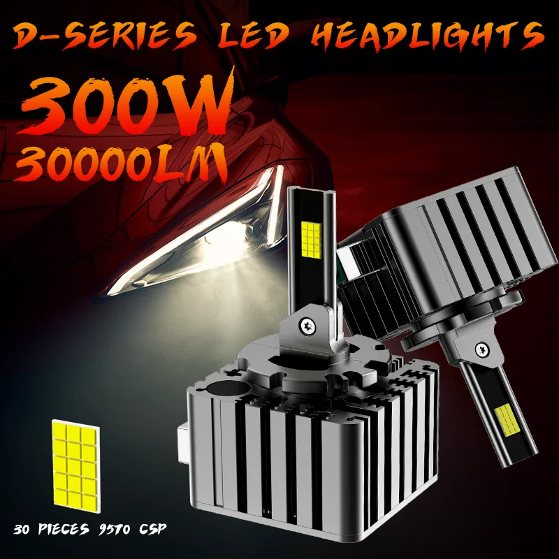 

D1S D3S LED Headlights 1:1 Car Lamp Xenon HID D2S D4S D8S D1R D2R D3R Turbo 30000LM Auto Bulbs Two-sided CSP Chip 6000K