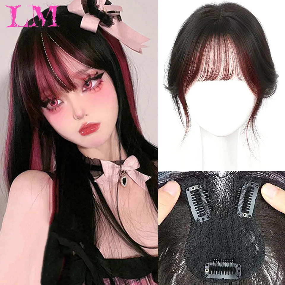 

LM Bangs Synthetic Hair Extension Easy Clip In Gradient Bangs Natural Seamless Synthetic Fringe Hairpiece For Women Girls