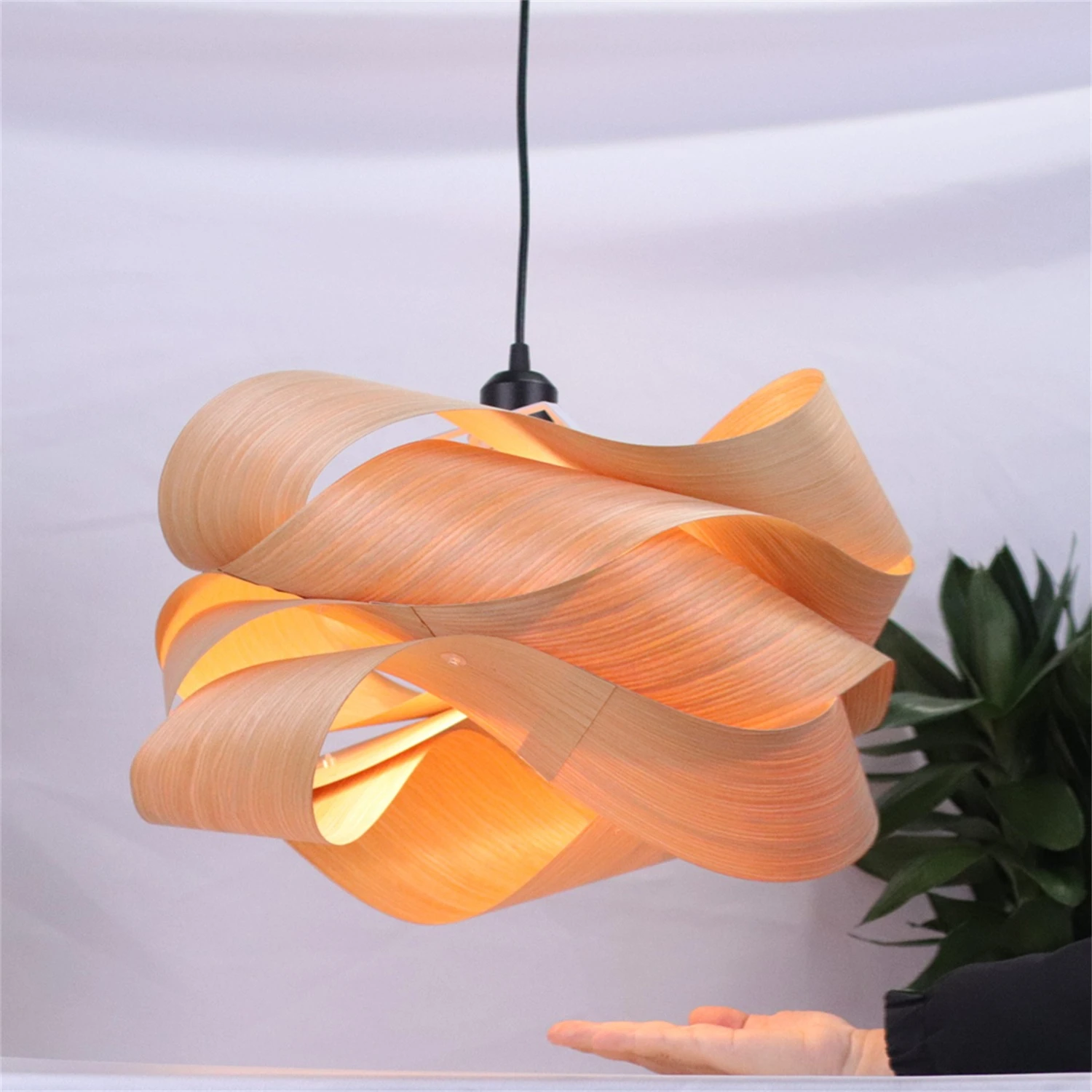 JOYINLED New Chinese Wooden Veneer Chandelier Bedroom Dining Room Tea Room Hotel Bar Bedroom Bedroom Hand-woven Wood Chandelier