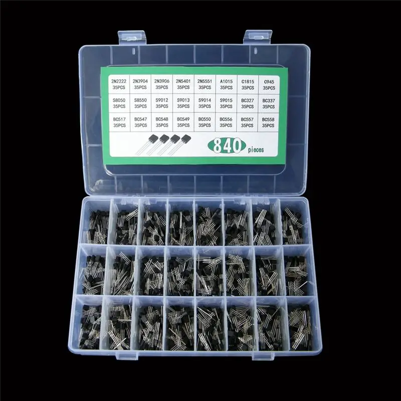 Portable 840PCS TO-92 Diode Transistor Set 24 Specifications Transistor Kit