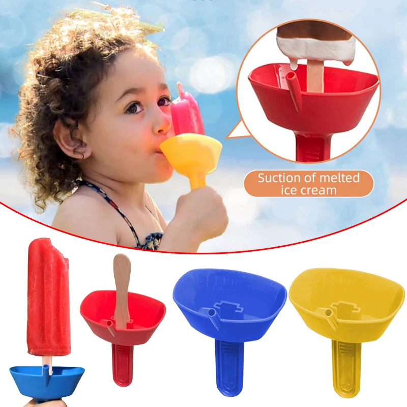 4pcs Drip-Proof Popsicle Rack Drip Free Ice Holder Rack Popsicle Holder with Straw For Kids Ice Cream (Random Color)