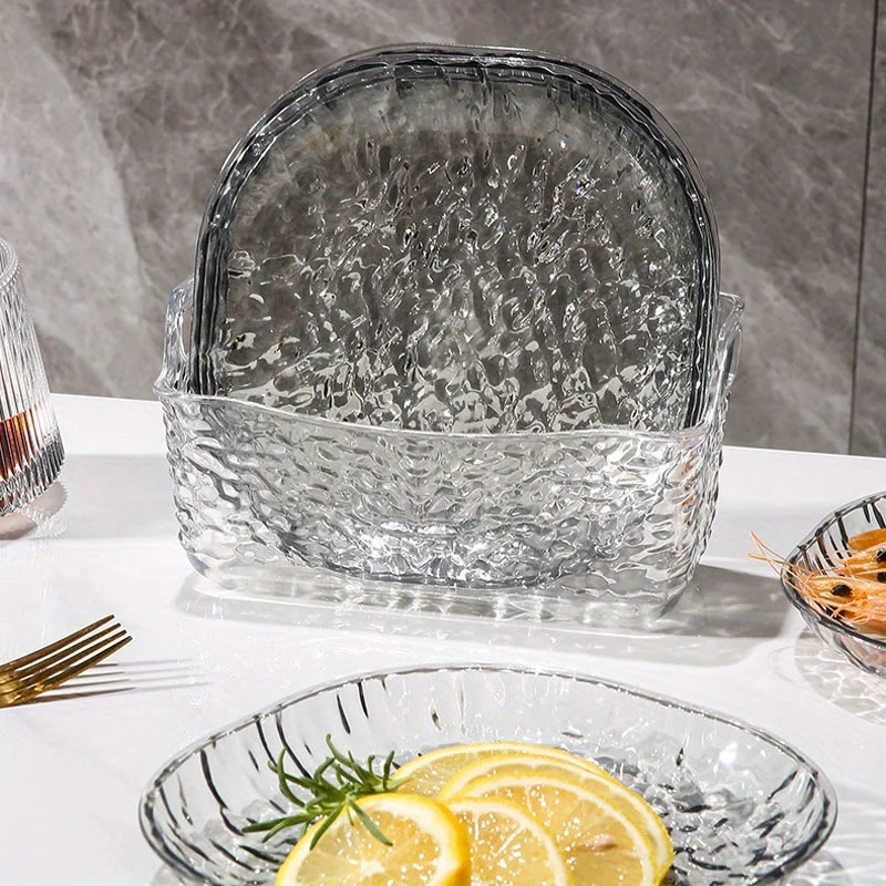 8Pc Luxurious Creative Iceberg Pattern Fruit Tray Hotel Style Bone Spitting Dish Dining Table Popular Small Transparent Tray Set