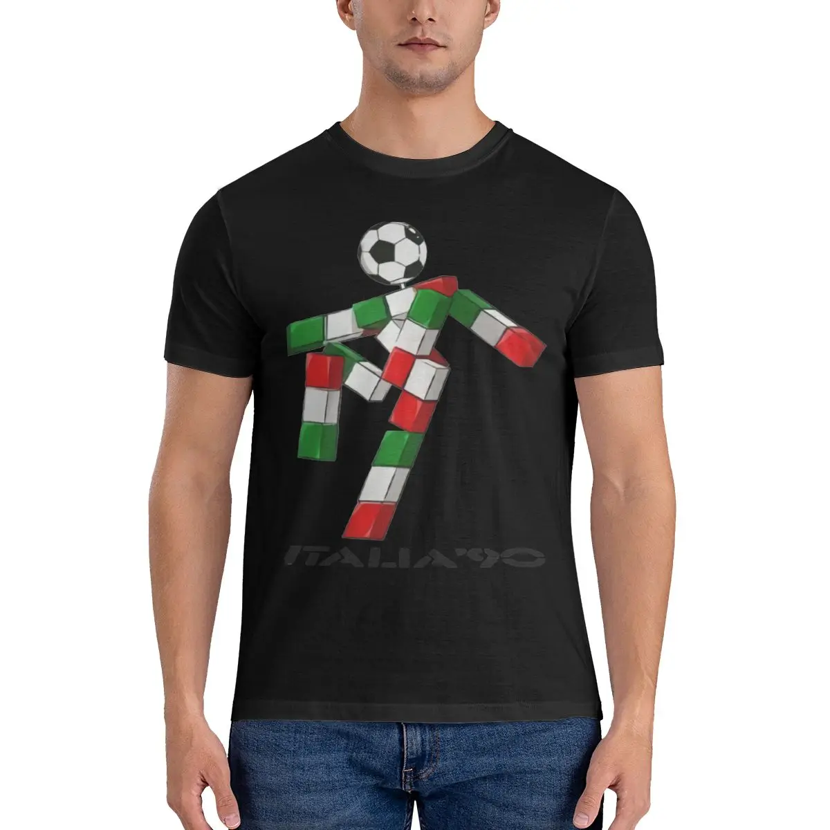 Italy 90 1990 Italian Football World Anime Men\'s Oversized T-Shirt Popi vintage cheap goods pocket t-shirts customizable