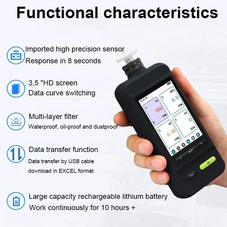 air quality 0-100ppm Nitric oxide portable NO gas detector meter leakage analyzer device