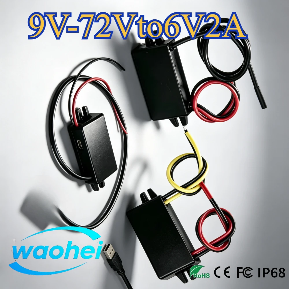 DC 12V 24V 36V 48V 9V-72V Convert to 6V 2A 12W Step Down Car Power Inverters Power Adapters Voltage Buck Converters Waterproof