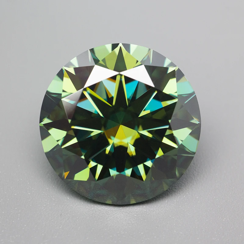 Never Fade Natural Green Color Moissanite Loose Stones 5.0-18.0mm VVS1 Positive Pass Tester with GRA Certificate