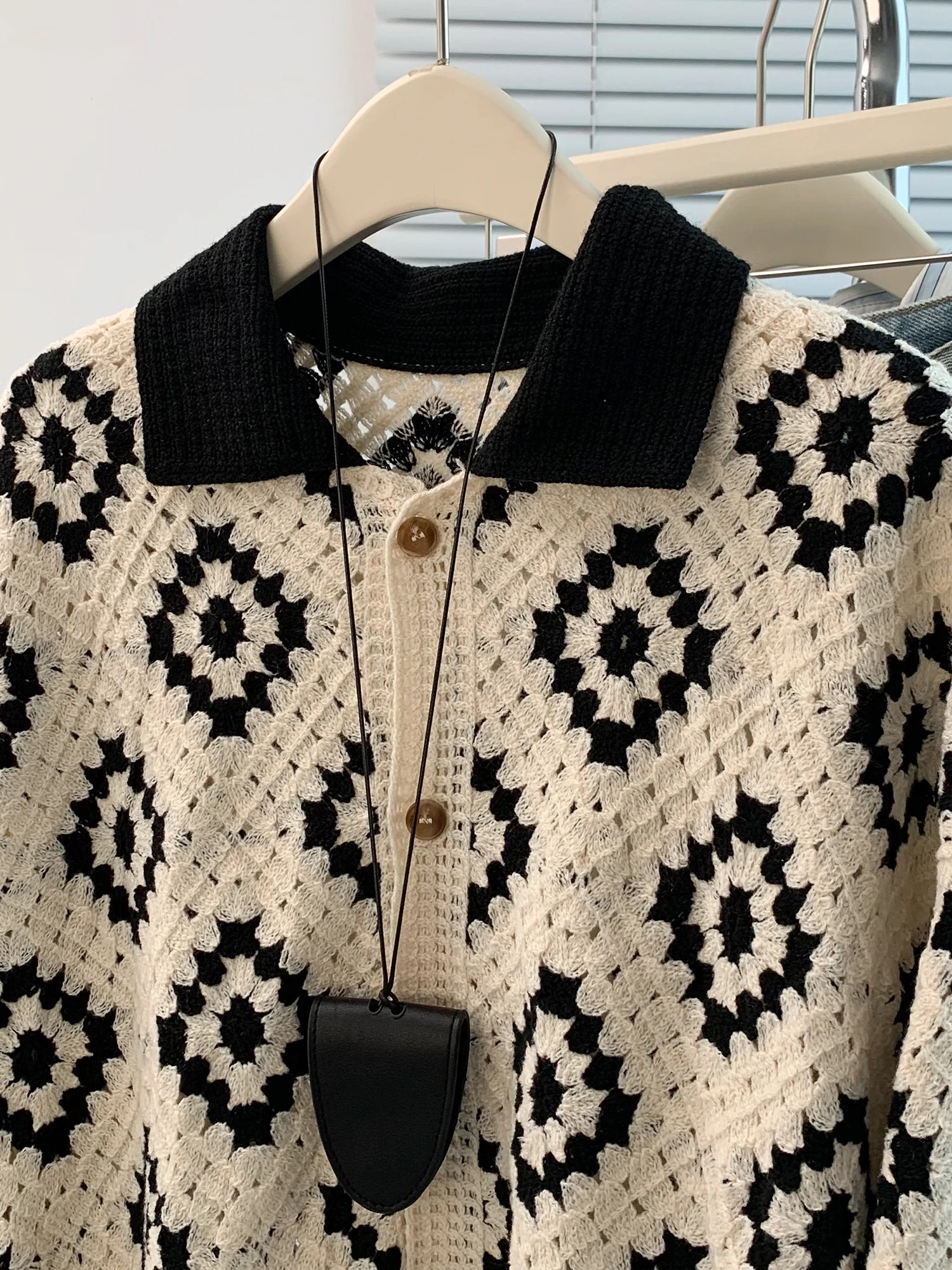 Loose Casual Knitted Cotton Tead Hook Flower Hollow Diamond id Women's Coat Large Size Autumn New Sle Commute Simple