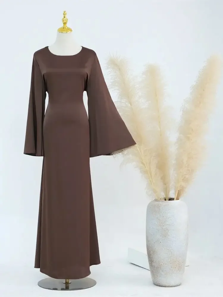 Ramadan Satin 2 Piece Abaya Modest Muslim Sets Kebaya African Dresses For Women Robe Femme Musulmane Caftan Marocain Vestidos