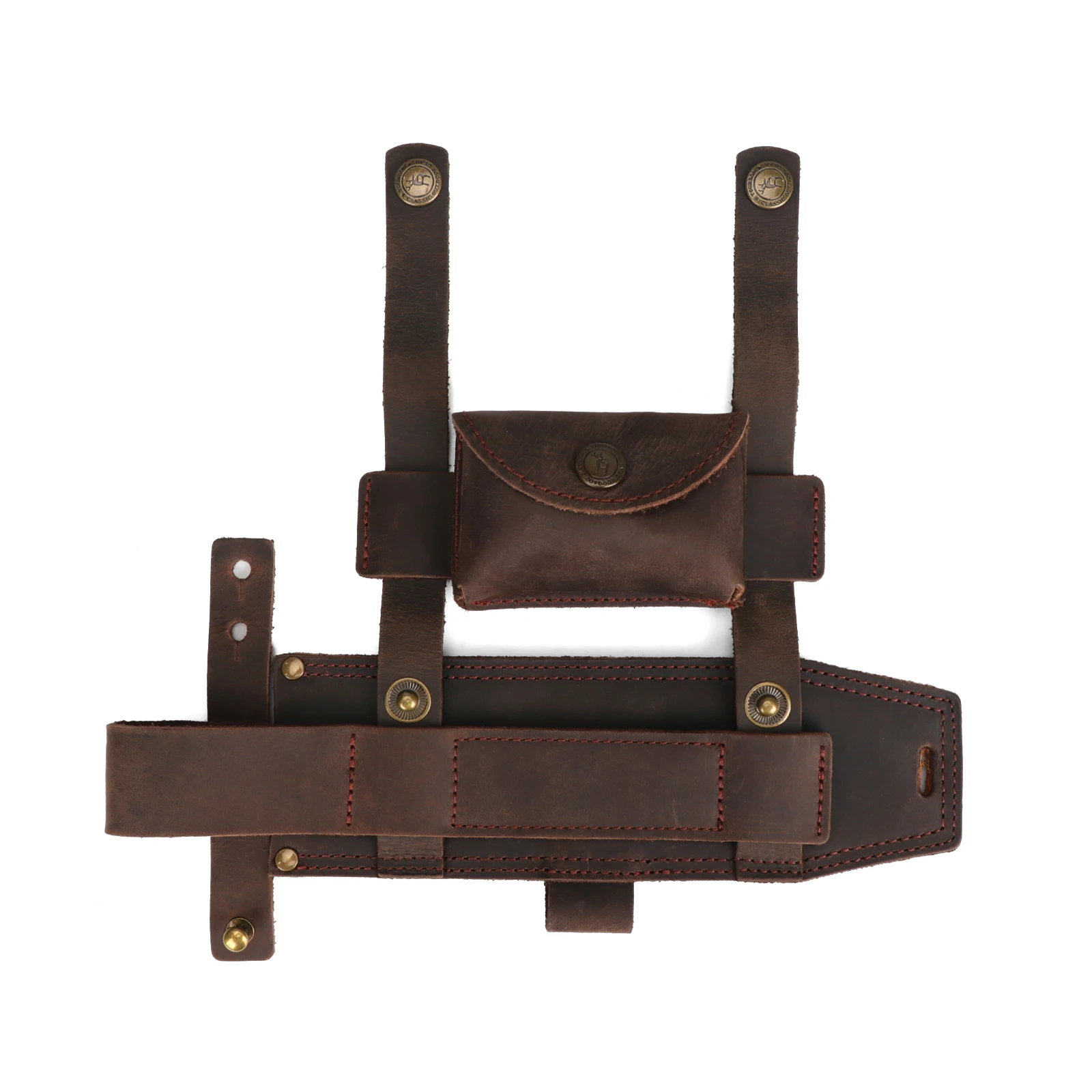 Imagem -04 - Capa de Bainha de Faca de Lâmina Fixa Multiuso de Couro Tourbon com Slot para Partida de Fogo um Bolso Pequeno para Cinto sem Facas