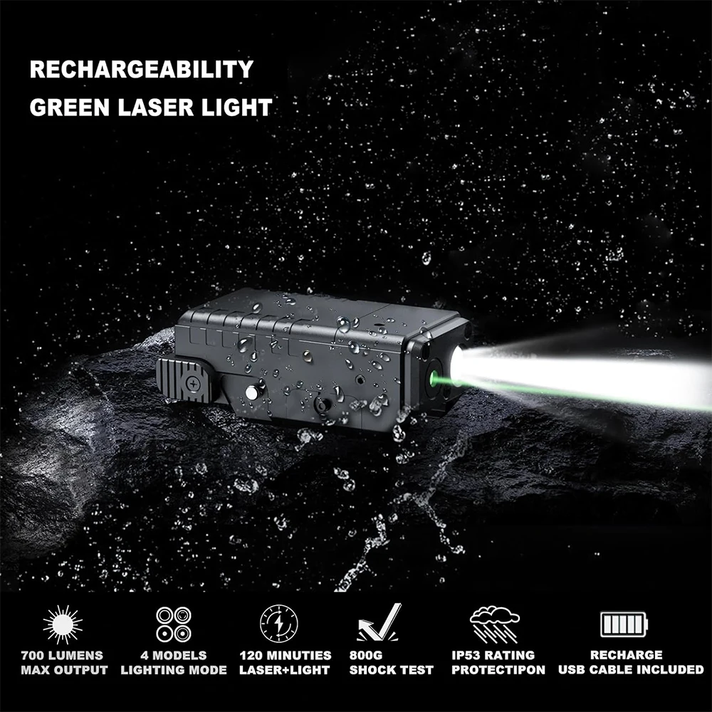 Imagem -02 - Combo de Luz Laser Vermelho e Verde para Rifle Arma Tática Lanterna Compacta 700 Lumens