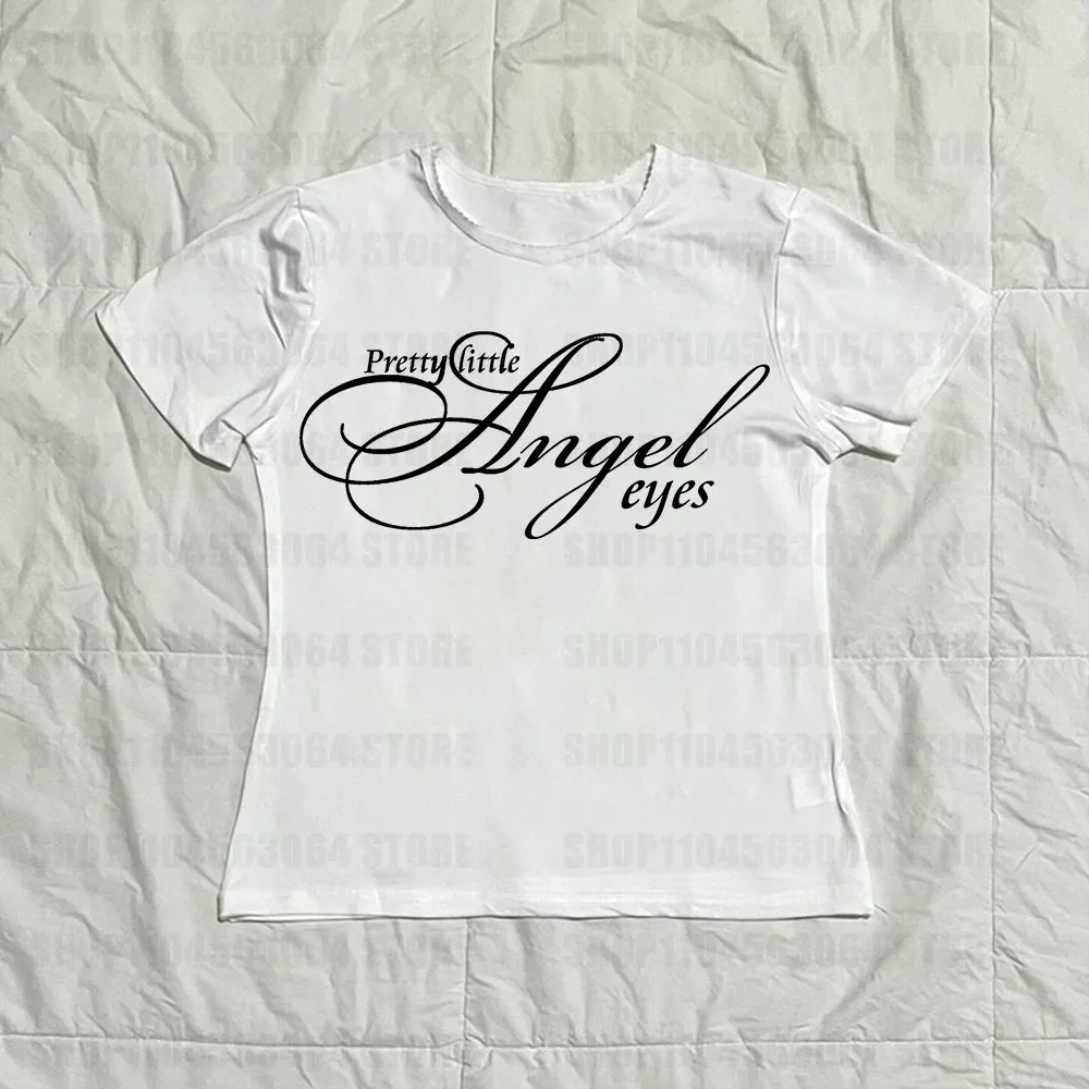 Fashionable Harajuku letter printed casual Y2K punk streetwear Grunge Goth pullover hip-hop slim fit T-shirt top