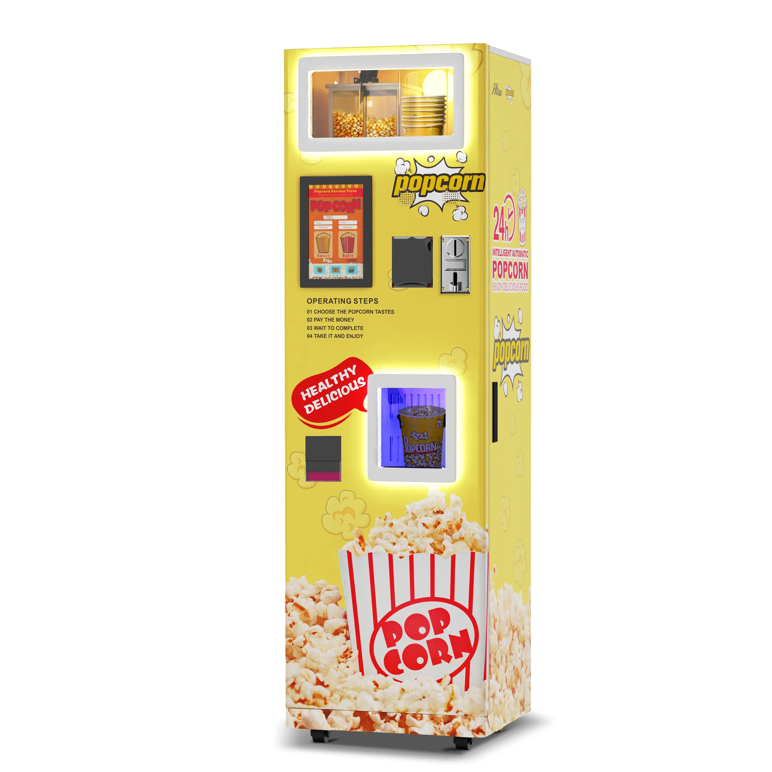 Professional Commercial High Quality Popcorn Vending Machine Caramel  Automatic Machine A Popcorn Making Machine