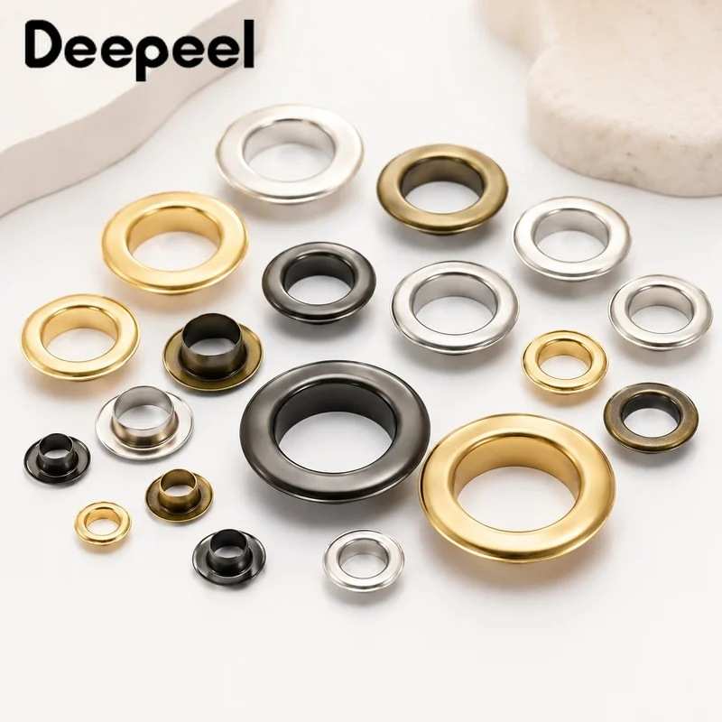 100 Peças 3.5-15mm Ilhós de Cobre, Anel de Metal, Rebite e Fivela para Alça de Bolsa, Cinto, Fita de Vestuário, Calçados, Acessório para Artesanato em Couro