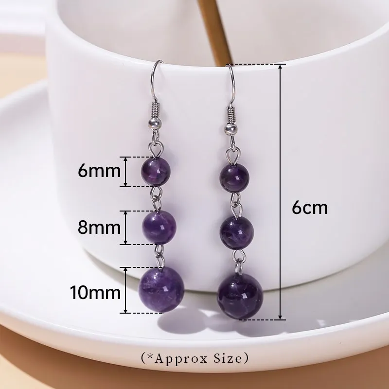 Change Better Natural Pink Quartz Tiger Eye Round Bead 6 8 10mm Earrings Women Fashion Drop Dangle Long Lady Earrings Jewelry