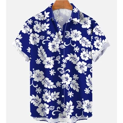 Floral Hawaiian Shirt Flower 3d Printed Shirts Men's Beach Blouse Men's Vocation Lapel Shirts Cuba Camisas Clothing Flamingo