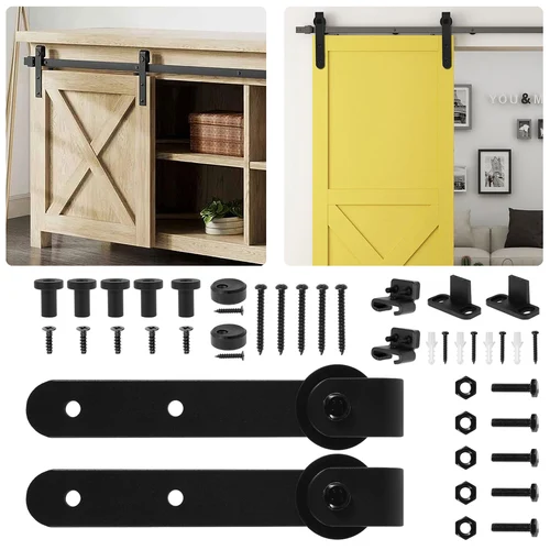 Kit de pista corredera para puerta de Granero de acero al carbono, Panel de puerta, riel colgante montado en la parte superior, rueda de puerta de Granero silenciosa y suave