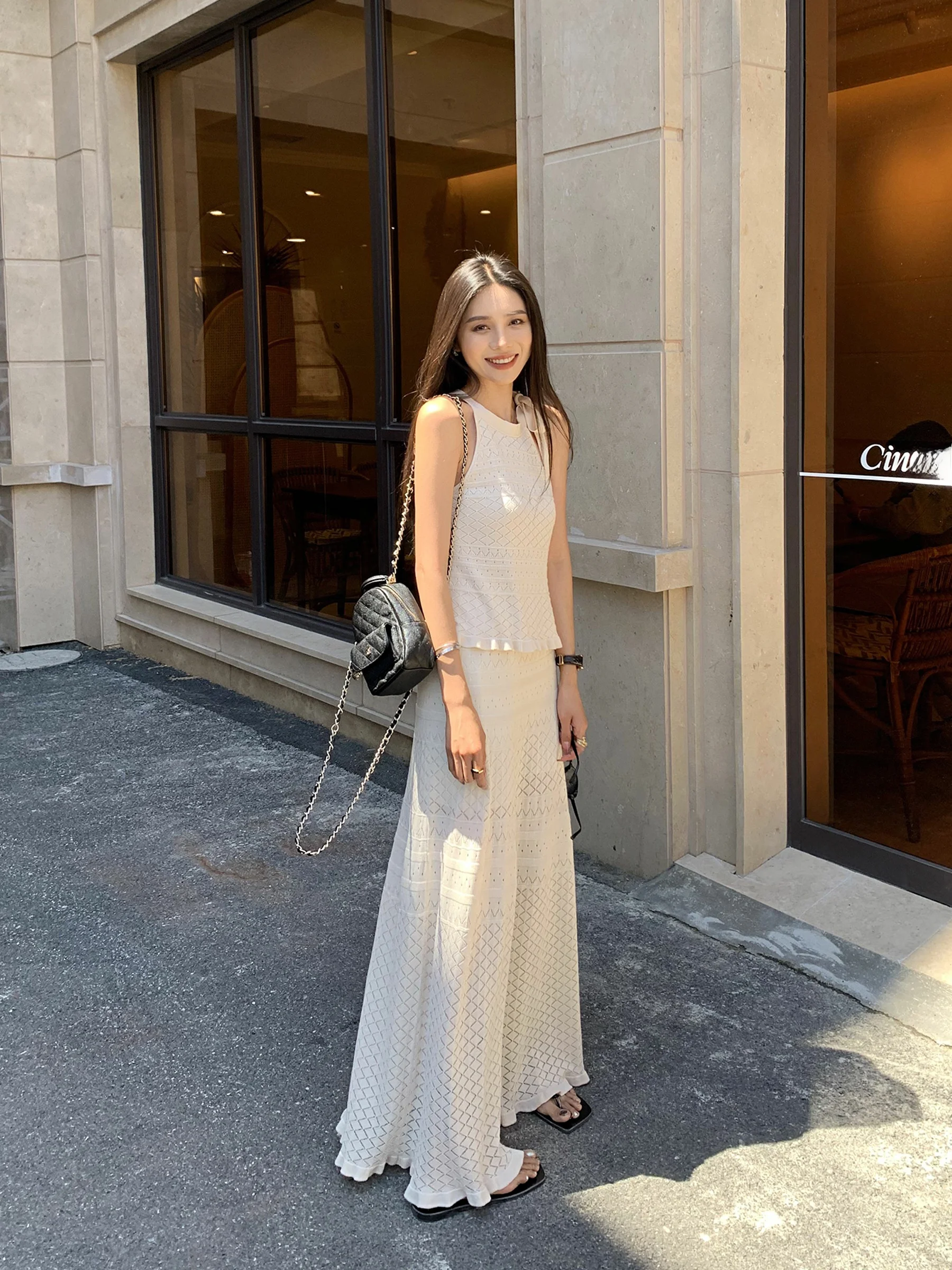 

Женская майка Ciminfan Bla Svel и ажурная юбка, комплект из двух предметов, повседневный летний ансамбль Faion