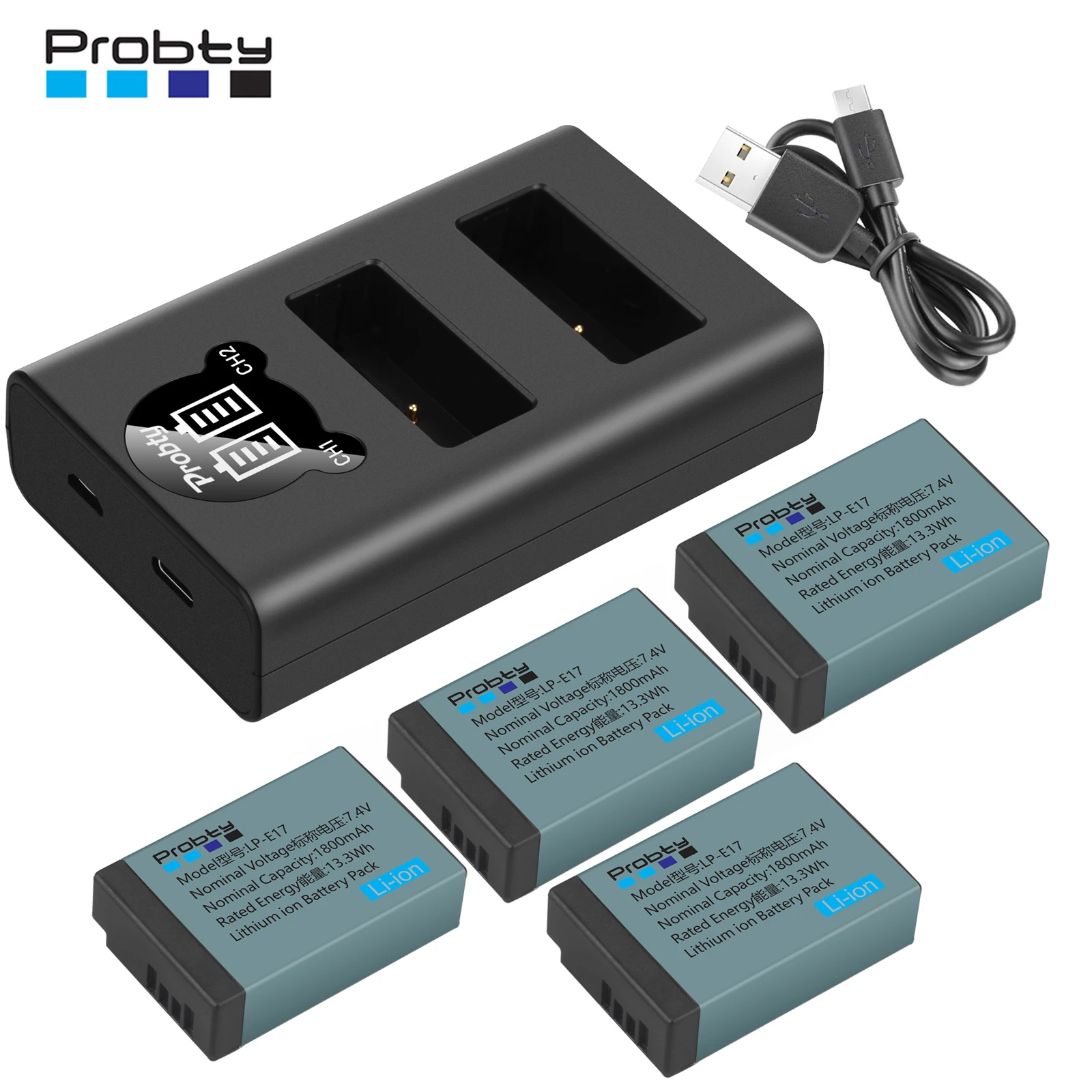 LPE17 LP-E17 Battery+Dual USB Charger for Canon EOS R8 Rebel T8i T7i T6i, T6s, SL2, SL3, EOS M3, M5, M6, EOS 200D, 77D, 750D,