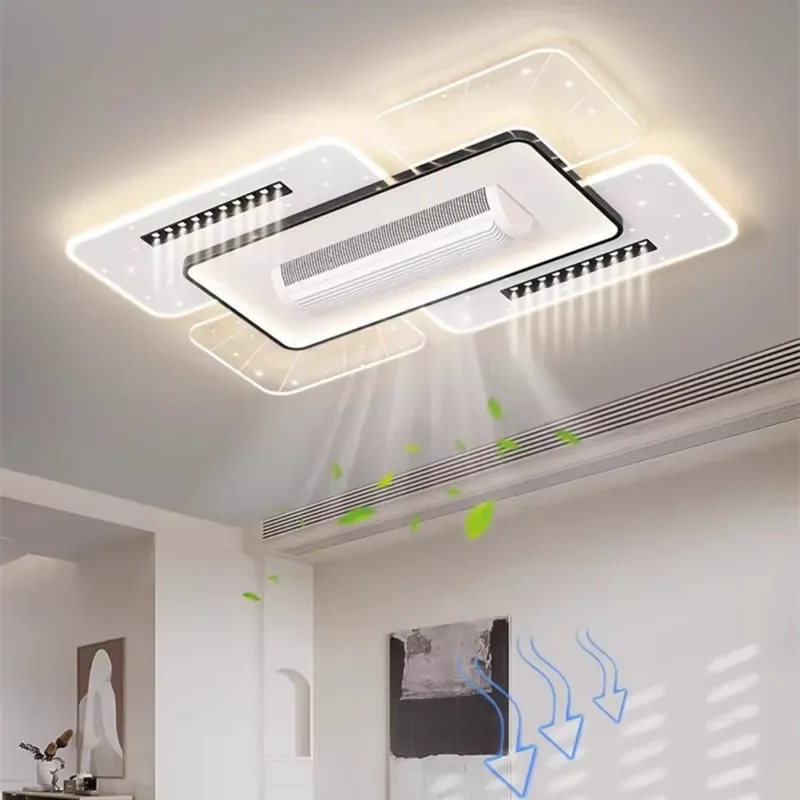 Modern and Simple Dining Room Fan Light with AC Motor LED Remote Control 5-Speed Starry Sky Light Creative Lighting