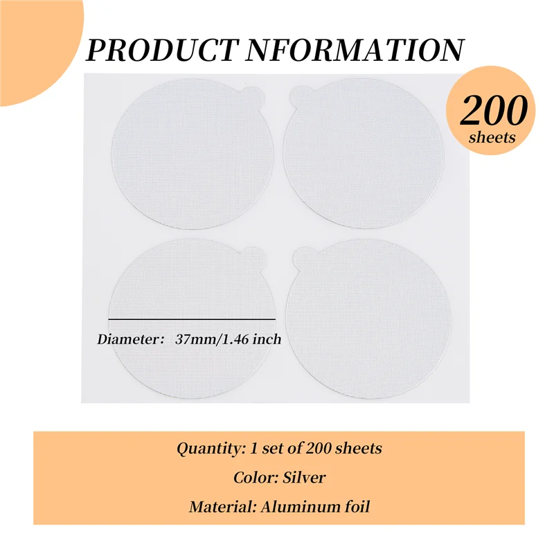 B58B-200PCS Aluminum Espresso Lids Foils Seals To Reusable Capsules Coffee Pod Compatible For Nespresso Not Compatible With Diam