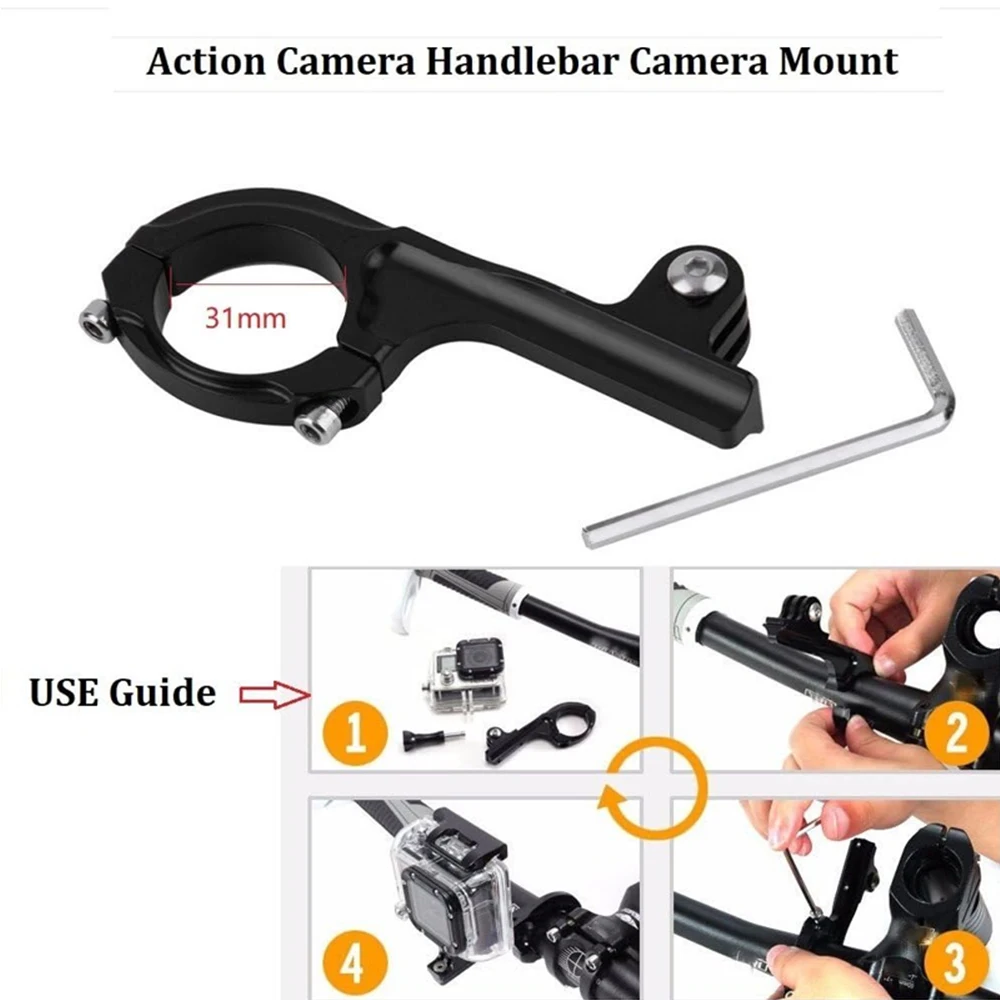 For GoPro Aluminum Alloy Bicycle Handlebar Mount Motorcycle Mount For GoPro Hero 13 12 11 10 9 8 DJI Action 5 4 3 Insta360 X4 X3