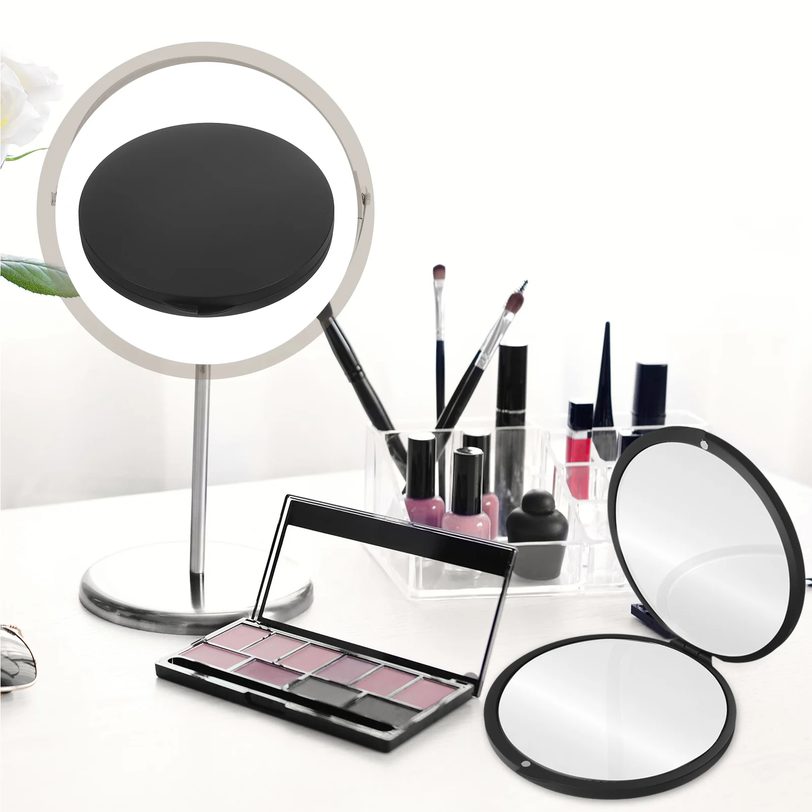 Specchio per trucco compatto pieghevole piccolo da donna Specchio portatile da tasca con ingrandimento Specchio da viaggio Specchi personali Specchi a mano