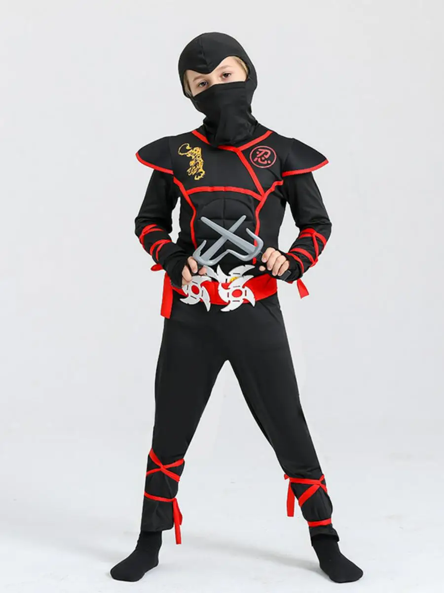 Kostum Ninja Pertunjukan Anak-anak Anime Cosplay Halloween Baru Pakaian Samurai adow Pakaian Tradisional Tiongkok...