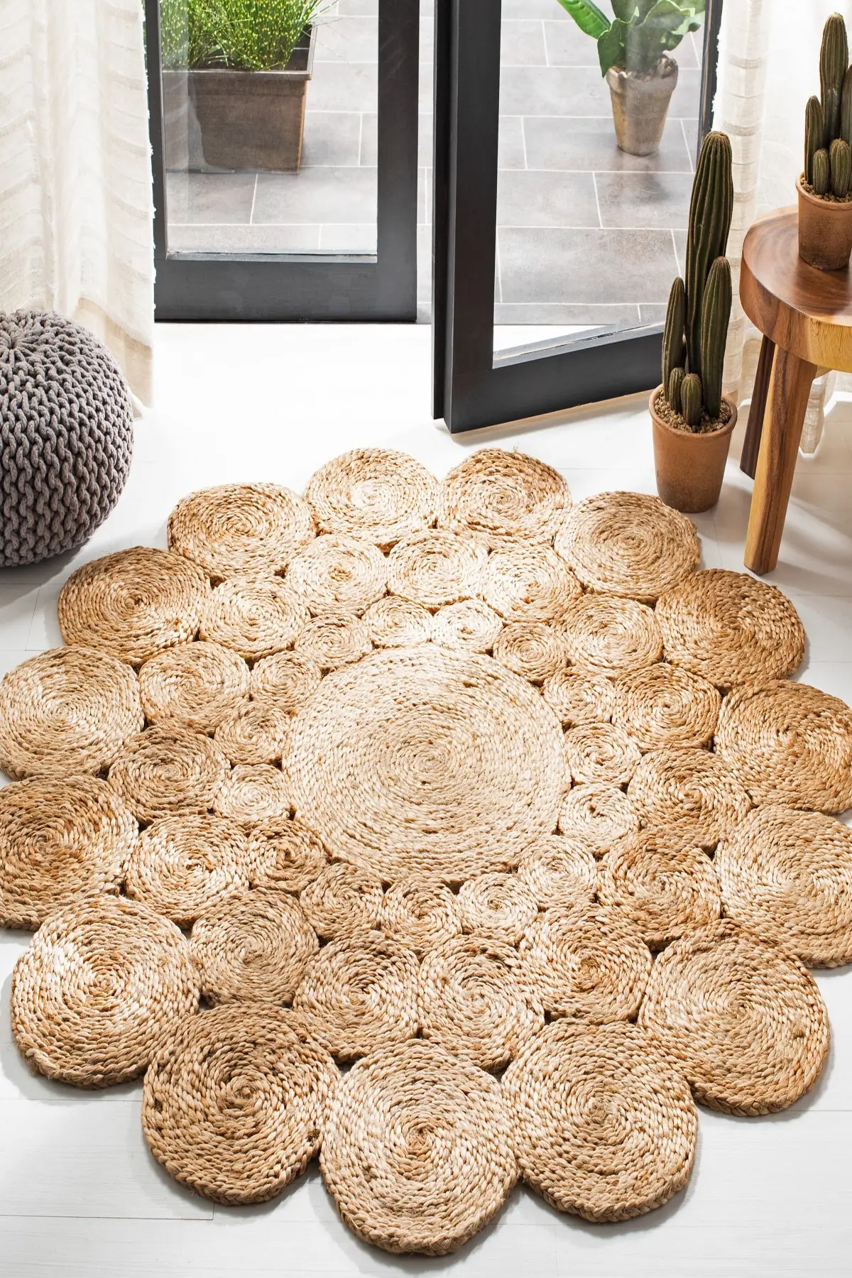 

Straw Handmade 90cm Washable Double Sided Natural Round Jute Carpet