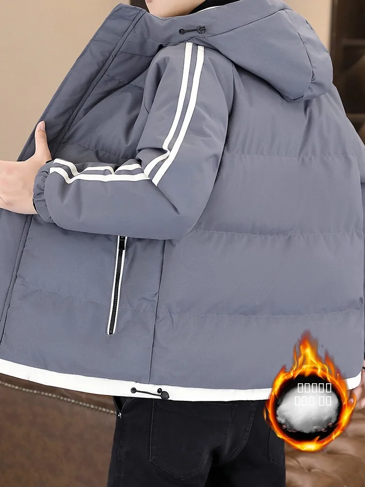 

Men's Thiened down Cotton Jaet Autumn Winter Warm Outerwear Hooded High-End Feeling Cold Resistance Faionable Hooded Co...