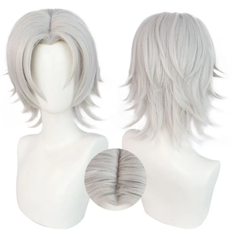 

New Short Women Wig Ladies Daily Hair Wig Light Grey Wigs+Wig Cap