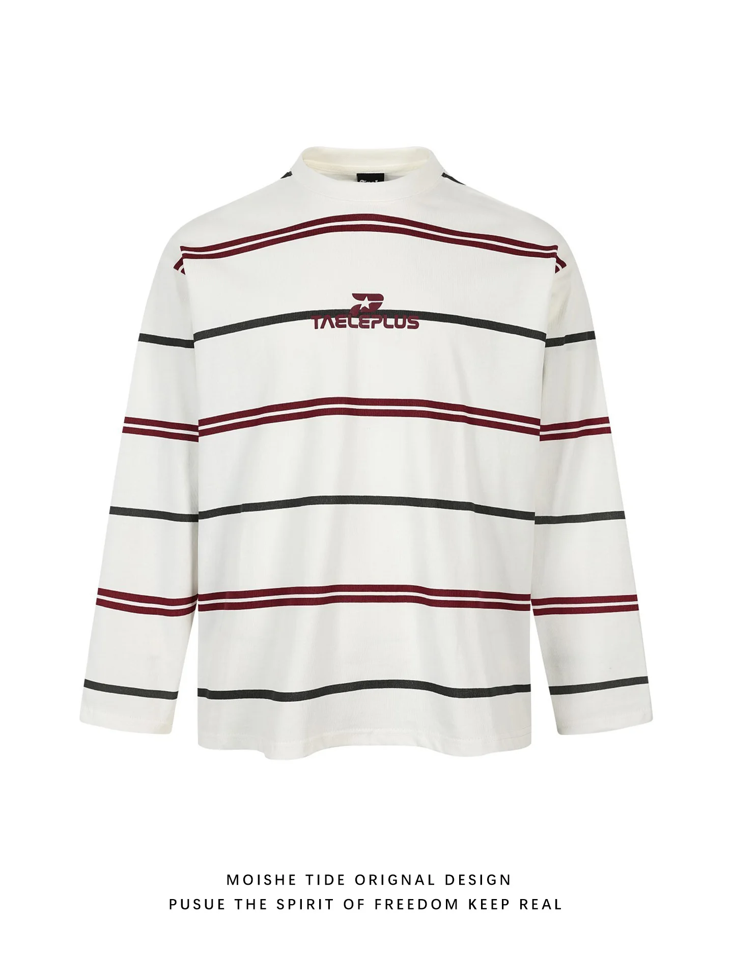 Camiseta Unissex de Manga Longa com Caimento Solto, Listras e Blocos de Cores, Casual, de Algodão, para Primavera e Outono, E...