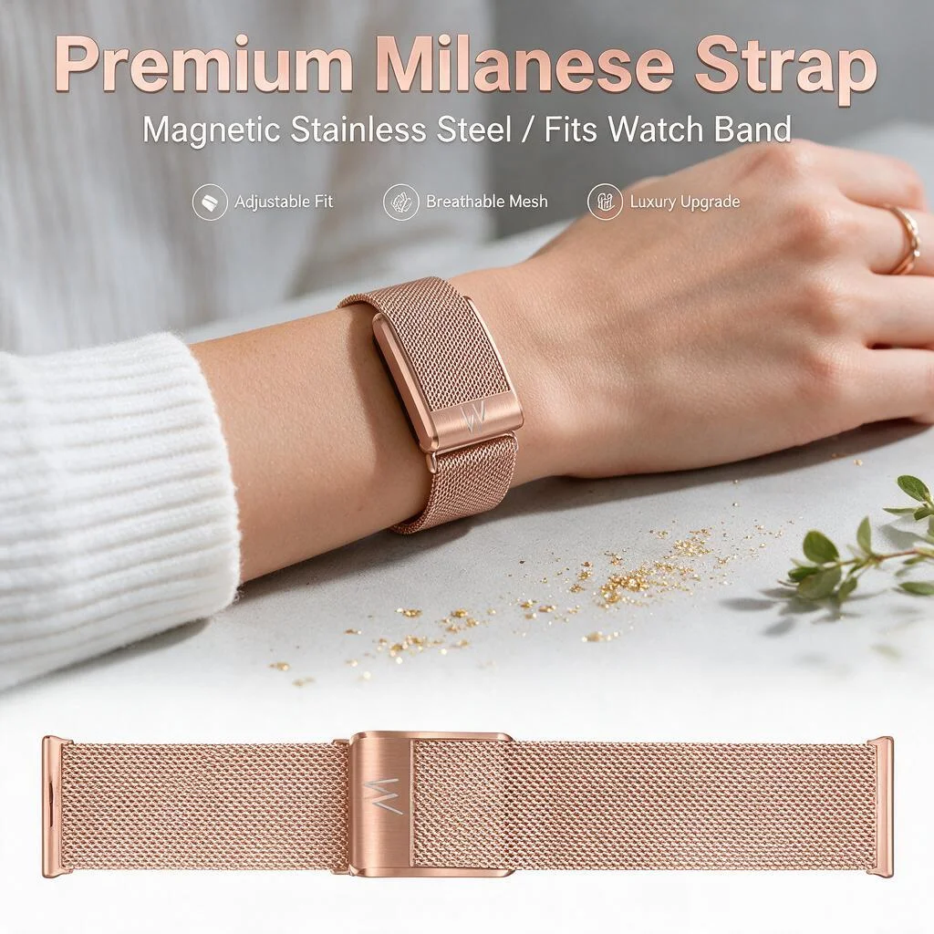 For WHOOP 5.0 MG Milanese Stainless Steel Band Magnetic Clasp Cool Touch Summer Replacement Wrist Strap Odor Resistant Sport