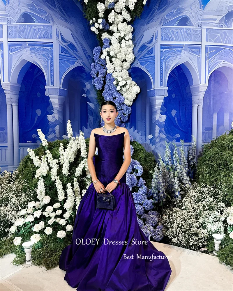 OLOEY Modern Purple Taffeta A Line Evening Dresses Big Bow Back Floor Length Prom Gowns Formal Party Occasion Dress 2024