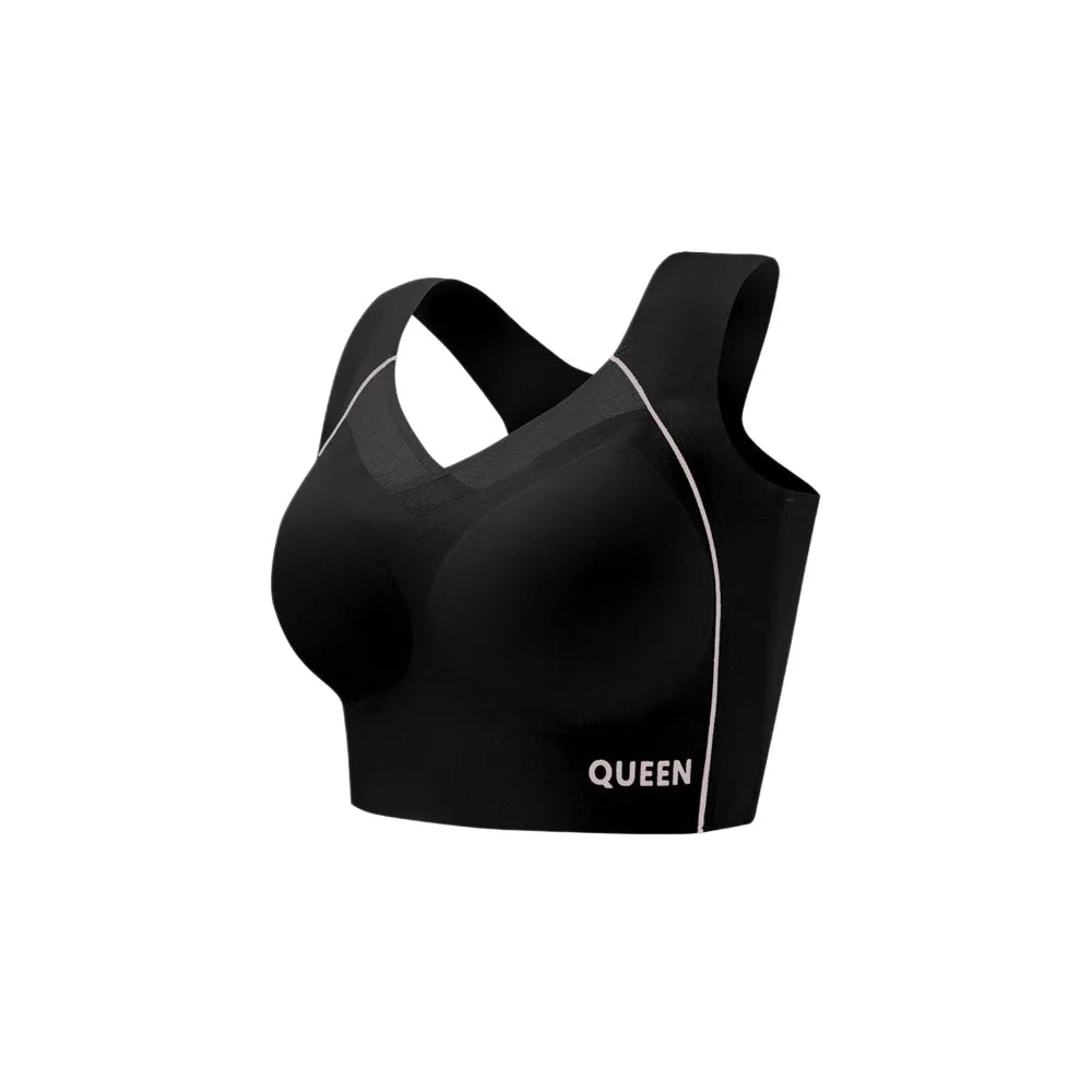 

Traceless Wireless V Bra Shockproof Gathered Breasts Brassiere for Women Mesh V Neck Comfortable Seamless Bras Sport