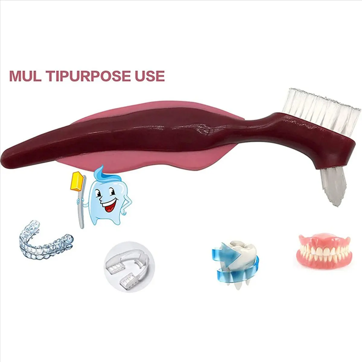 PROFESSIONAL USE 2 Pcs Premium Hard Denture Brush Toothbrush, Cleaning Brush, Multi-Layered Bristles &Portable Denture Double Si