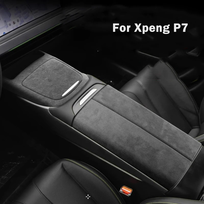 

For Xiaopeng P7 Interior Armrest Box Cushion Cover Central Control Panel Suede Interior Decoration Protective Sticker