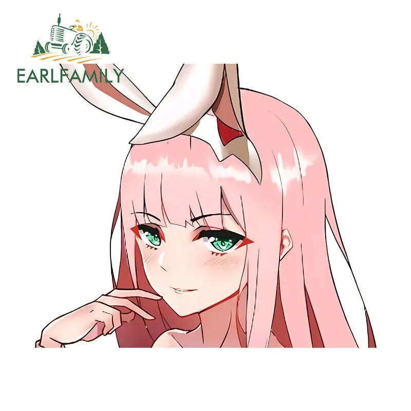 

EARLFAMILY 13 см Zero Two Bunny Girl Peek милые стикеры на автомобиль аниме стеснительное Лицо наклейки на окна RV забавные устойчивые к царапинам аксессуары