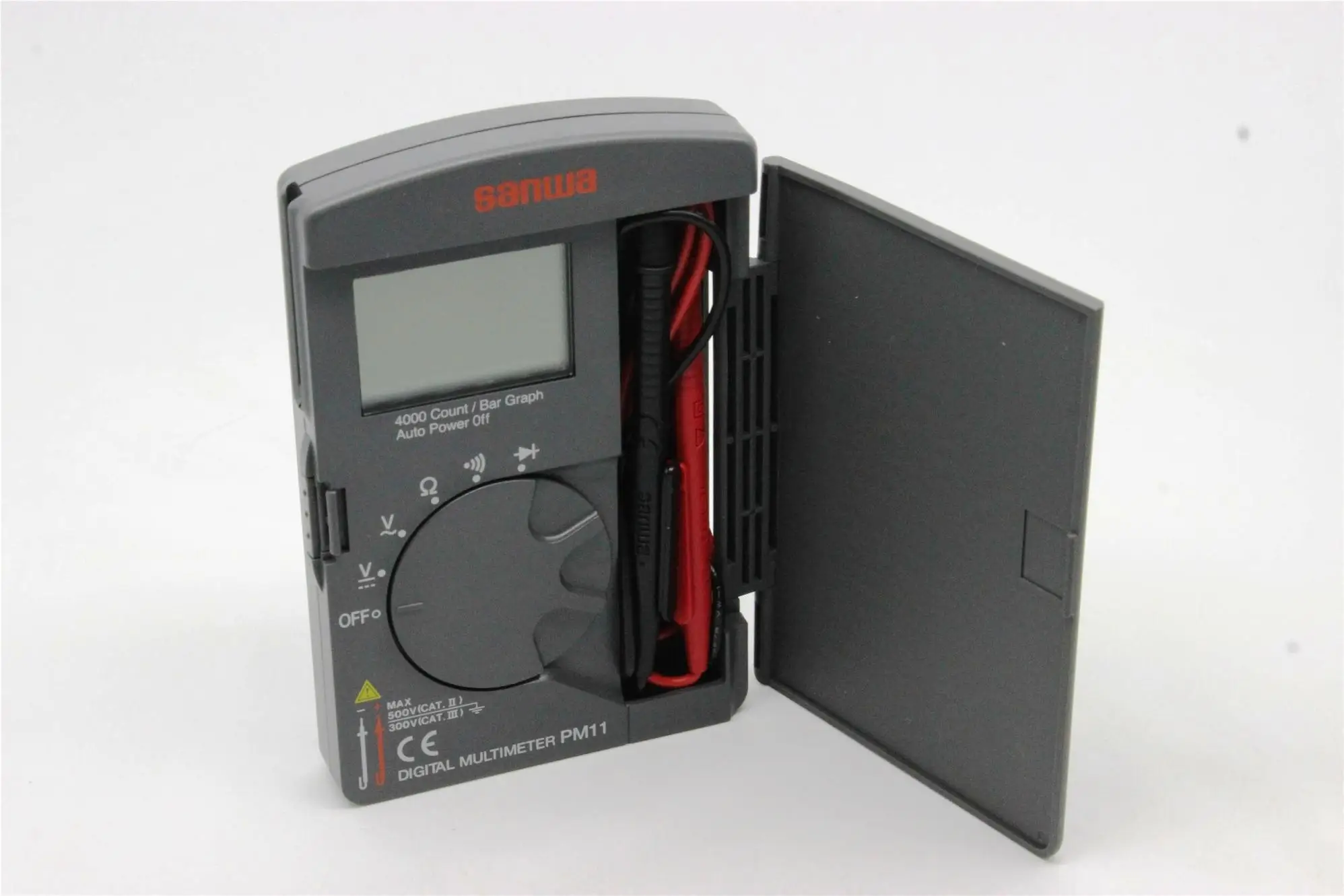 Sanwa PM11 Digital Multimeters Pocket Type Test leads fixing feature to enable one-hand measurement