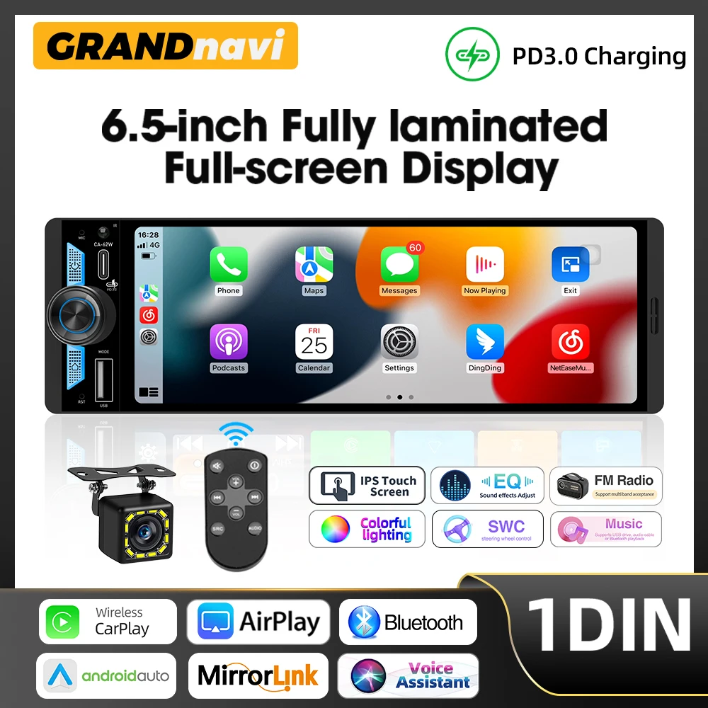 1din-65-inch-ips-screen-mp5-player-wireless-carplay-android-auto-airplay-car-radio-stereo-bluetooth-fm-type-c-pd30-fast-charge