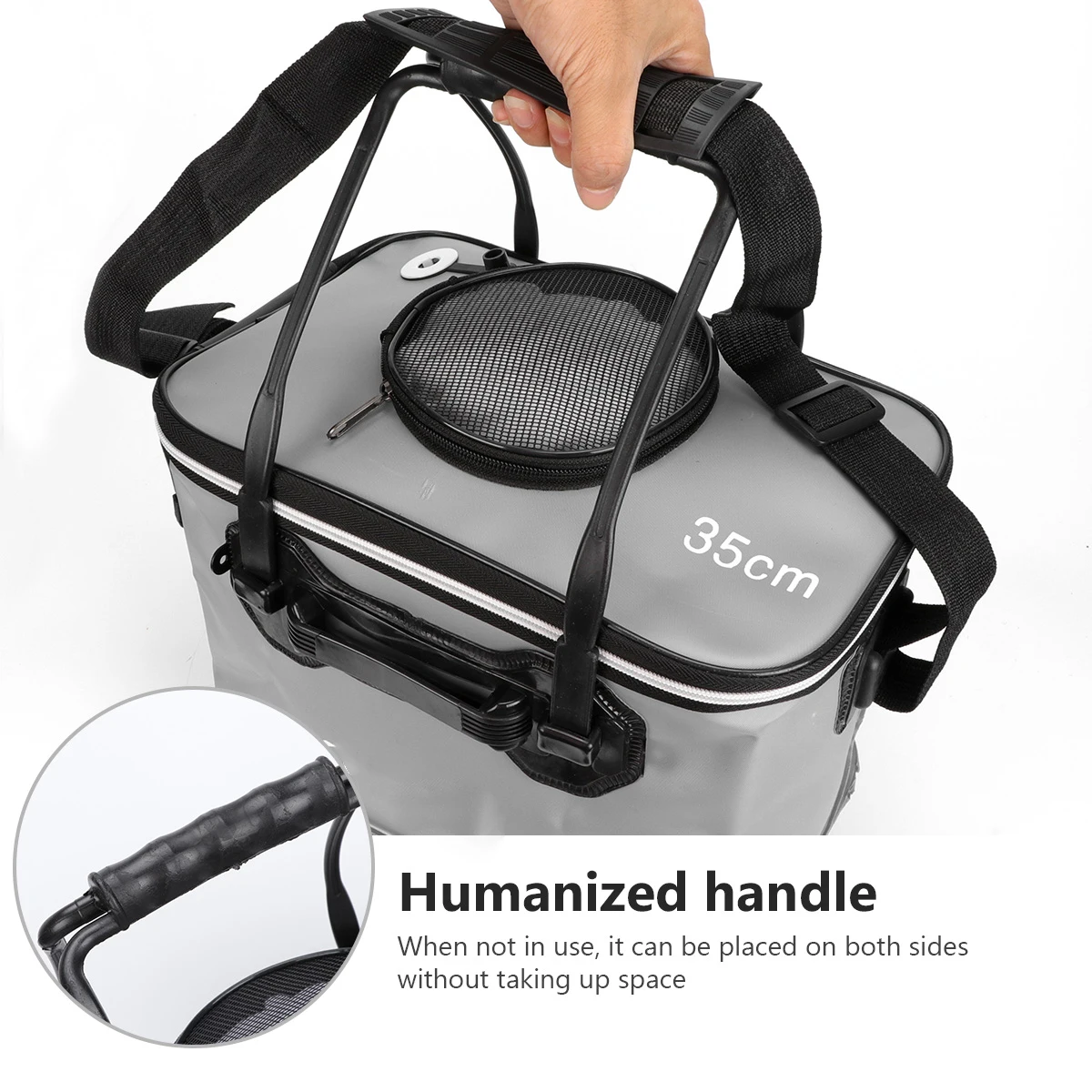 

Foldable Thick Fishing Bucket Waterproof EVA Bag Portable Collapsible Bait Container Fish Storage Box Silver