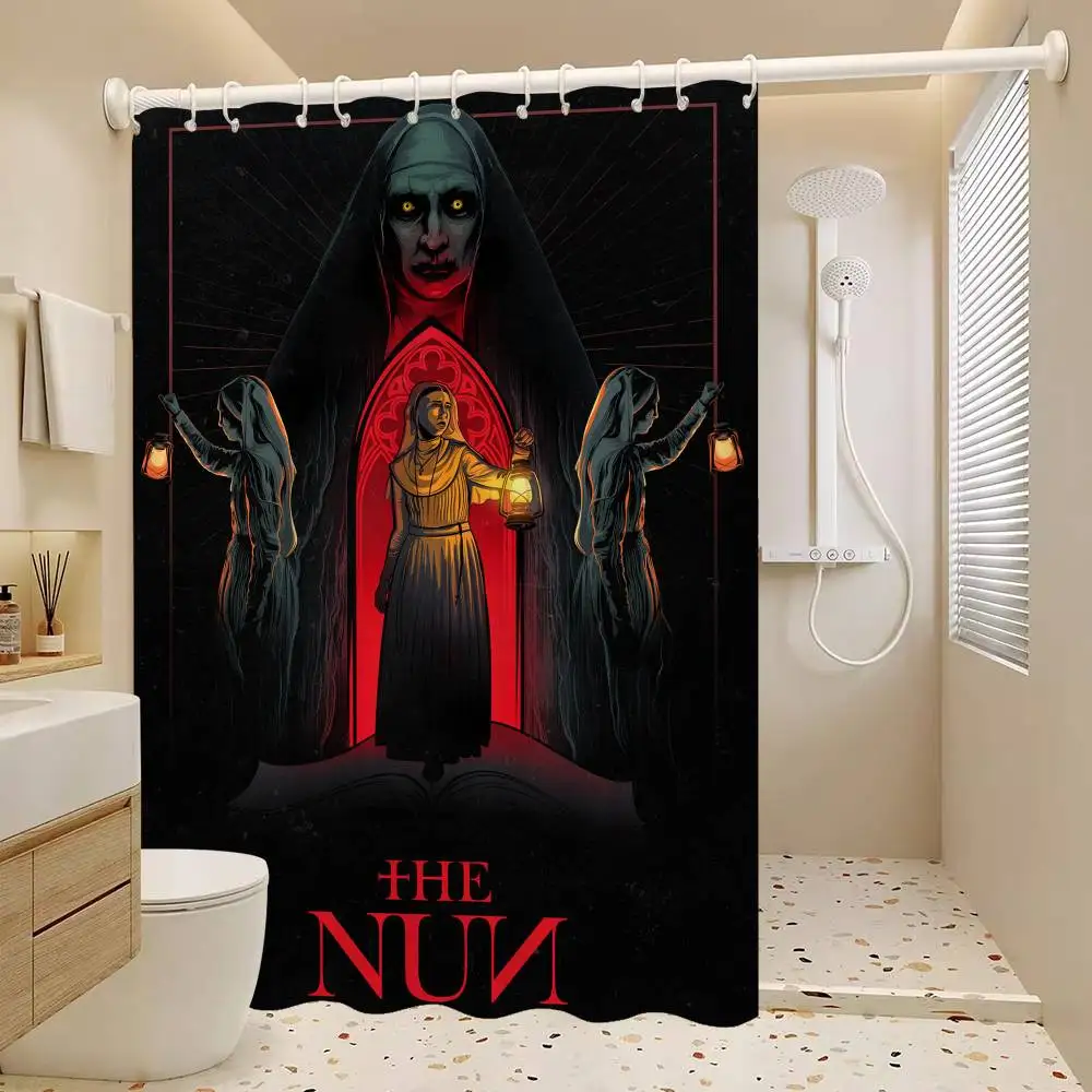 

Занавеска для ванной комнаты из фильма ужасов «N-Nun», классическая тканевая занавеска для душа в стиле аниме с 12 крючками, водонепроницаемый декор для ванной комнаты