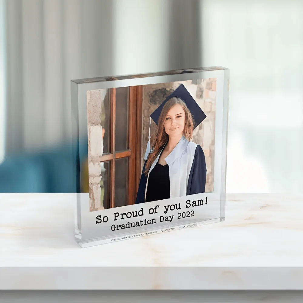 Personalized Family Acrylic Photo Block, Custom Image Name Date Frame, High Resolution Print, Birthday Wedding Home Decor Gift