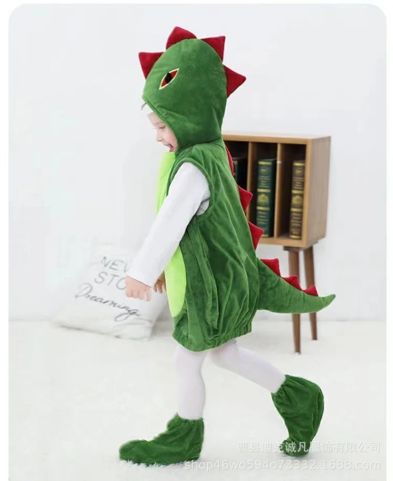 Kinder Dinosaurier Kostüm Weste Hoodie für Jungen Mädchen mit Fuß abdeckungen Karneval Purim Rollenspiel Outfits Performance Kleidung Anzüge