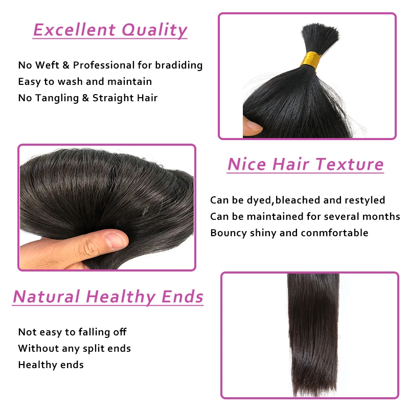 Ali Queen hair Brazilian Straight Bulk Hair Virgin Hair Extensions 12