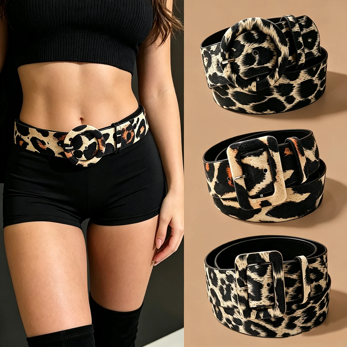 Boho Style American Western Cowgirl PU Leopard Print Belt for Women Dress Slim Fit Women Dress Custom Wide Belt Female