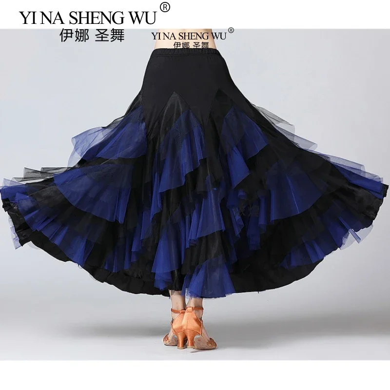 Abito da Flamenco Spagnolo per Donna, Gonna Lunga Ampia per Danza da Sala, Valzer, Salsa, Tango, Costume Professionale da Palcoscenico